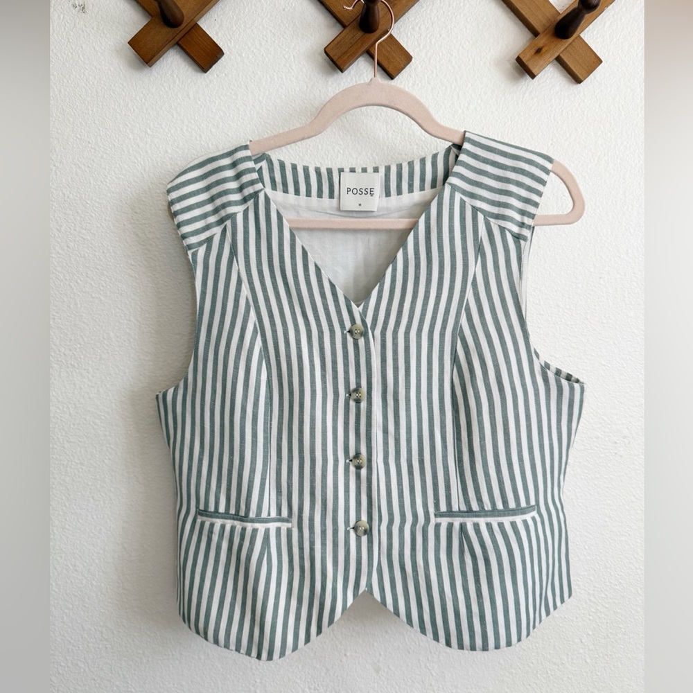 Posse Diana Vest in Green and White Striped